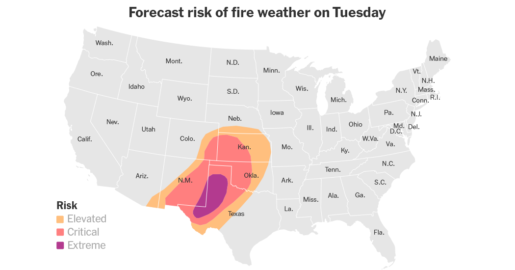 Extremely Critical Fire Conditions Return to Texas and Oklahoma - The New York Times