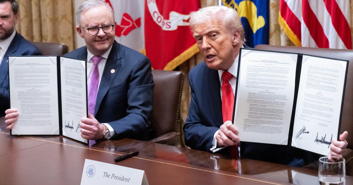 Trump and Australian prime minister sign critical minerals deal as U.S. looks for alternatives to China - CBS News