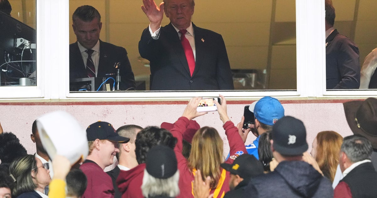 Trump becomes first sitting president to attend regular season NFL game in nearly 50 years - CBS News