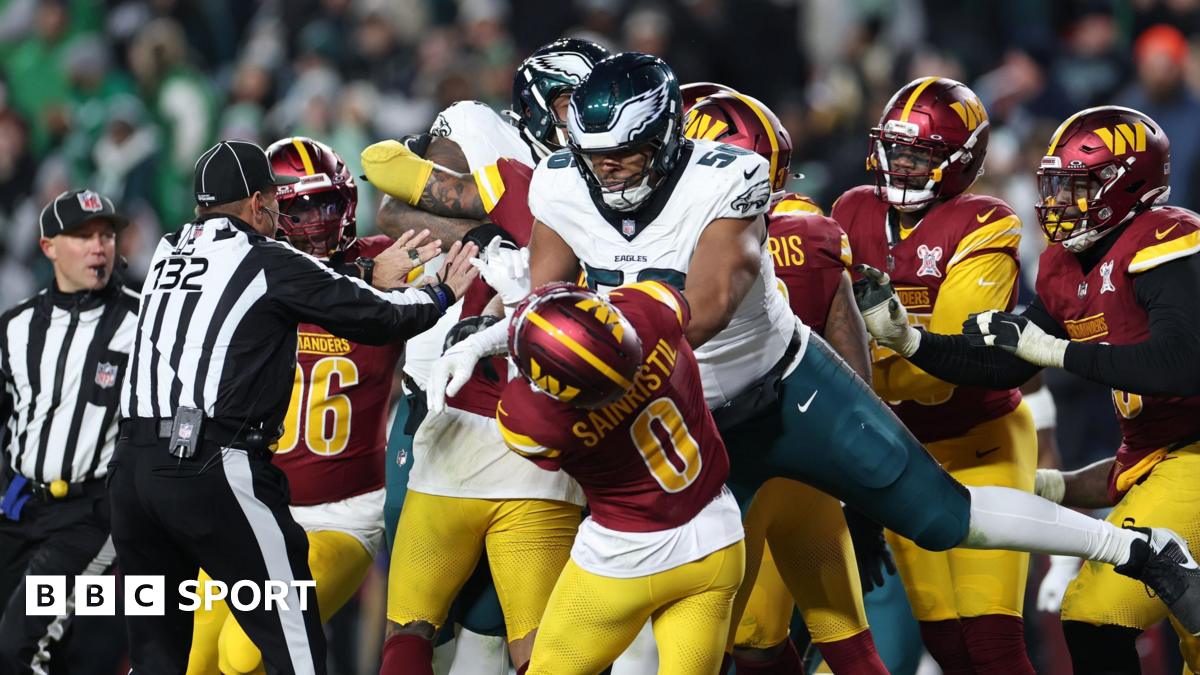 Trio ejected as Philadelphia Eagles beat Washington Commanders to win NFC East title - BBC Sport