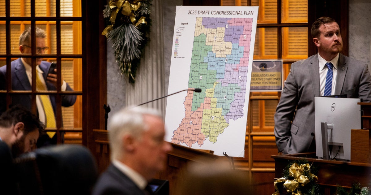 Indiana Senate to vote Thursday on 9-0 Republican congressional map, but its passage is uncertain - CBS News