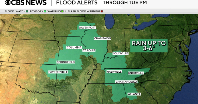 Flooding could impact more than 88 million as severe storms threaten multiple states - CBS News